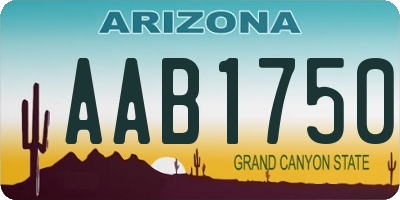 AZ license plate AAB1750