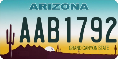 AZ license plate AAB1792