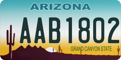 AZ license plate AAB1802