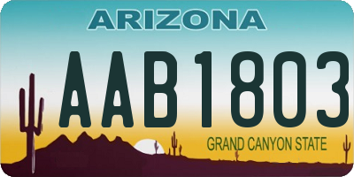 AZ license plate AAB1803