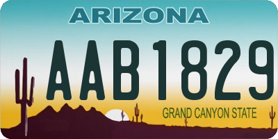 AZ license plate AAB1829