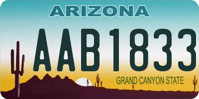 AZ license plate AAB1833