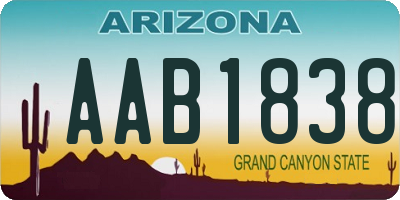 AZ license plate AAB1838
