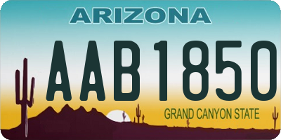 AZ license plate AAB1850