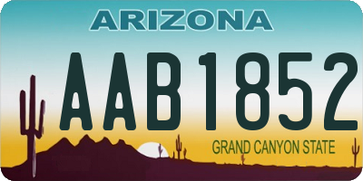 AZ license plate AAB1852