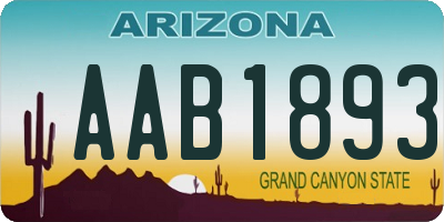 AZ license plate AAB1893