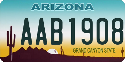 AZ license plate AAB1908