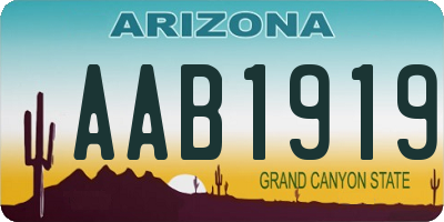 AZ license plate AAB1919