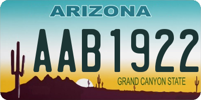 AZ license plate AAB1922