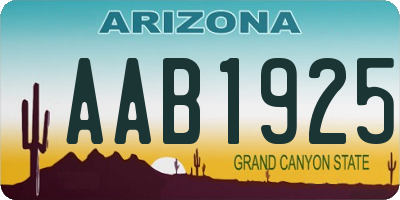 AZ license plate AAB1925