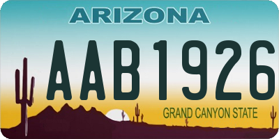 AZ license plate AAB1926