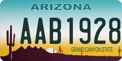 AZ license plate AAB1928