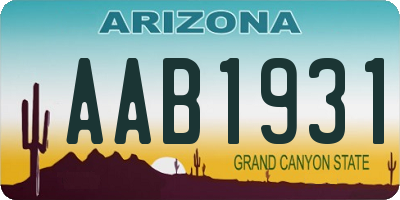 AZ license plate AAB1931