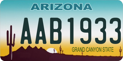 AZ license plate AAB1933