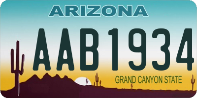 AZ license plate AAB1934