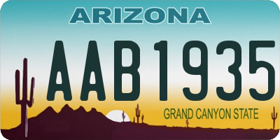 AZ license plate AAB1935