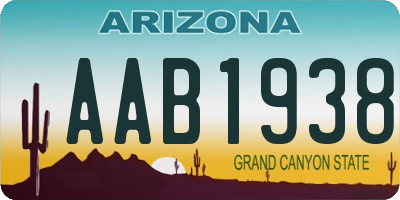 AZ license plate AAB1938
