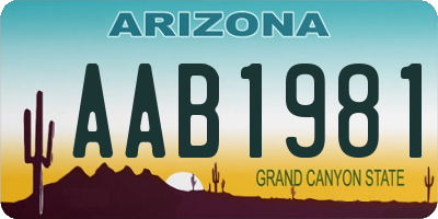 AZ license plate AAB1981