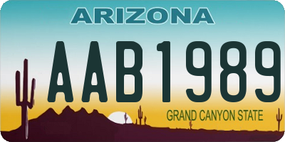 AZ license plate AAB1989