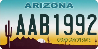 AZ license plate AAB1992
