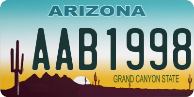 AZ license plate AAB1998