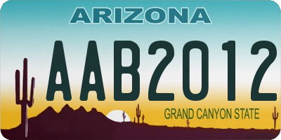 AZ license plate AAB2012