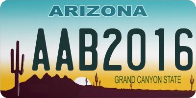 AZ license plate AAB2016