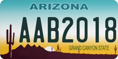 AZ license plate AAB2018