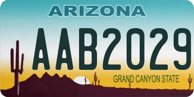 AZ license plate AAB2029