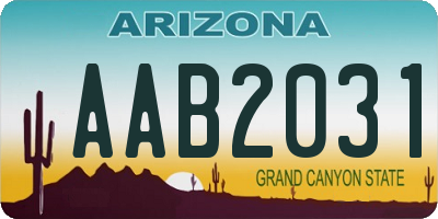 AZ license plate AAB2031