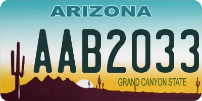 AZ license plate AAB2033