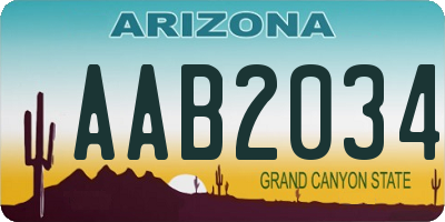 AZ license plate AAB2034