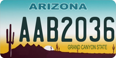 AZ license plate AAB2036