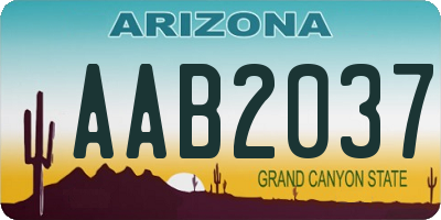 AZ license plate AAB2037