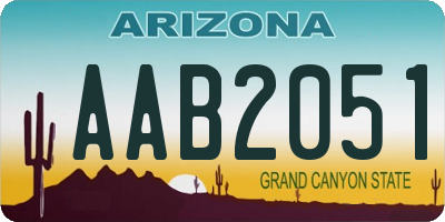 AZ license plate AAB2051