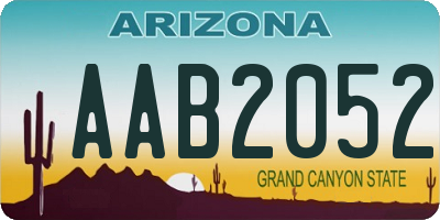 AZ license plate AAB2052