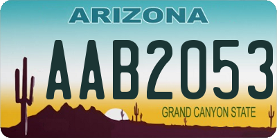 AZ license plate AAB2053