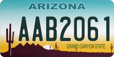 AZ license plate AAB2061