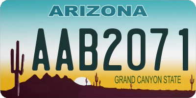 AZ license plate AAB2071