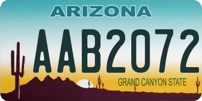 AZ license plate AAB2072