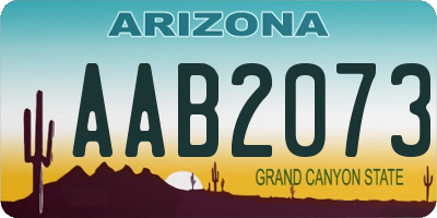 AZ license plate AAB2073