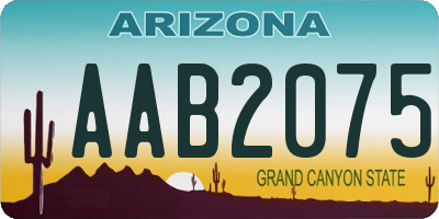AZ license plate AAB2075