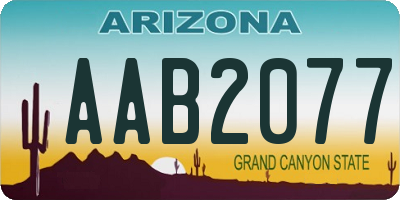 AZ license plate AAB2077