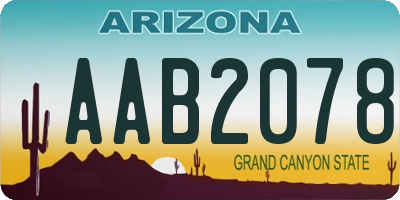AZ license plate AAB2078