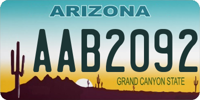 AZ license plate AAB2092