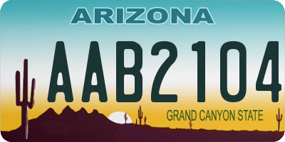 AZ license plate AAB2104