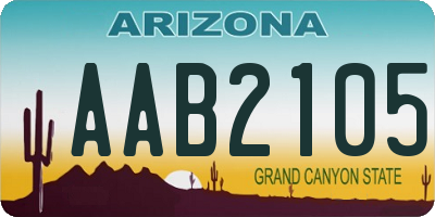 AZ license plate AAB2105