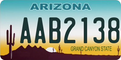 AZ license plate AAB2138