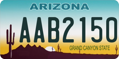 AZ license plate AAB2150