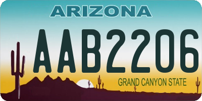 AZ license plate AAB2206